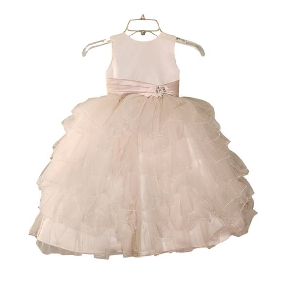 JOAN CALABRESE by Mon Cheri Ruffled Flower Girls Dress, Size 4 - Picture 1 of 12